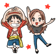 Lineスタンプ One Pieceキャラと女の子 16種類 1円